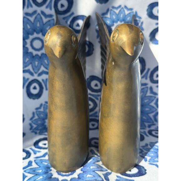 Art Deco Set 2 Vintage pair Dolby Cashier Brass Bird Bookends Korea Heavy - Picture 10 of 14